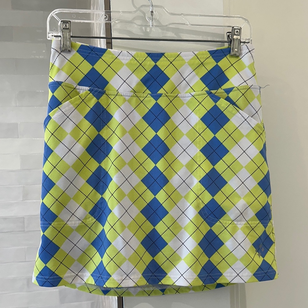 Jofit Vibrant Blue and Yellow Argyle Mini Skirt